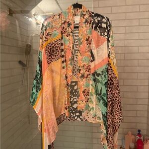 Anthropologie mixed prints open front Clea Kimono